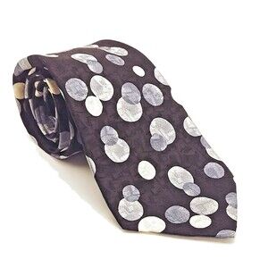 Vintage Countess Mara Silk Tie Extra Long XL 62" Black Silver Dots 4" Wide USA